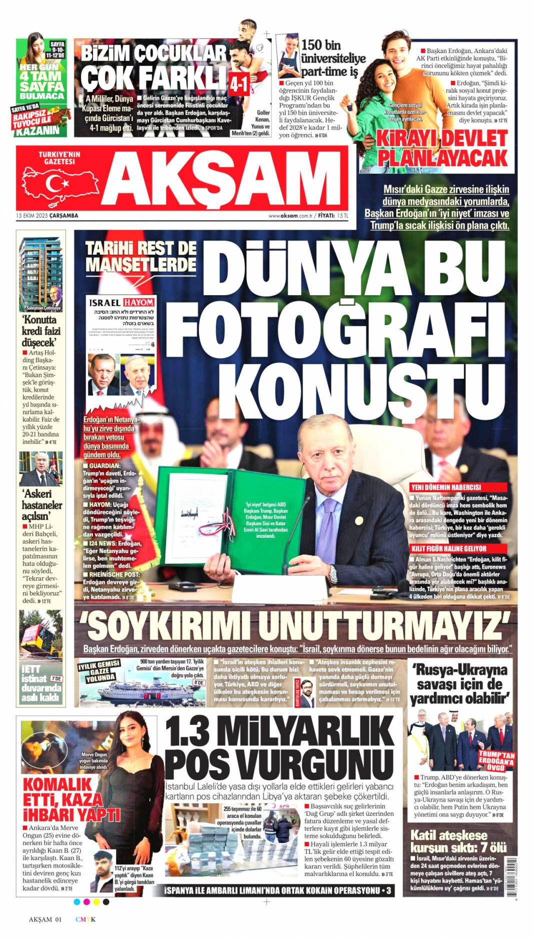 Gazze'ye can suyu olacağız: 15 Ekim 2025 Çarşamba güncel gazete manşetleri 6