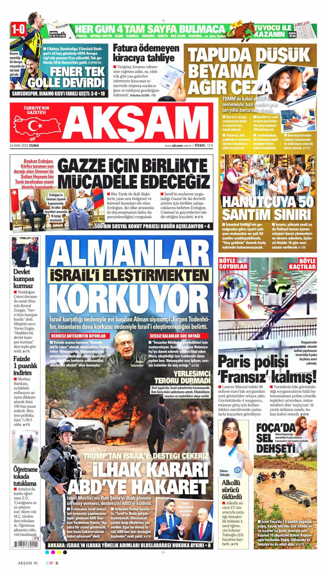 Boğazı haraca bağlamışlar: 24 Ekim 2025 cuma, güncel gazete manşetleri 3