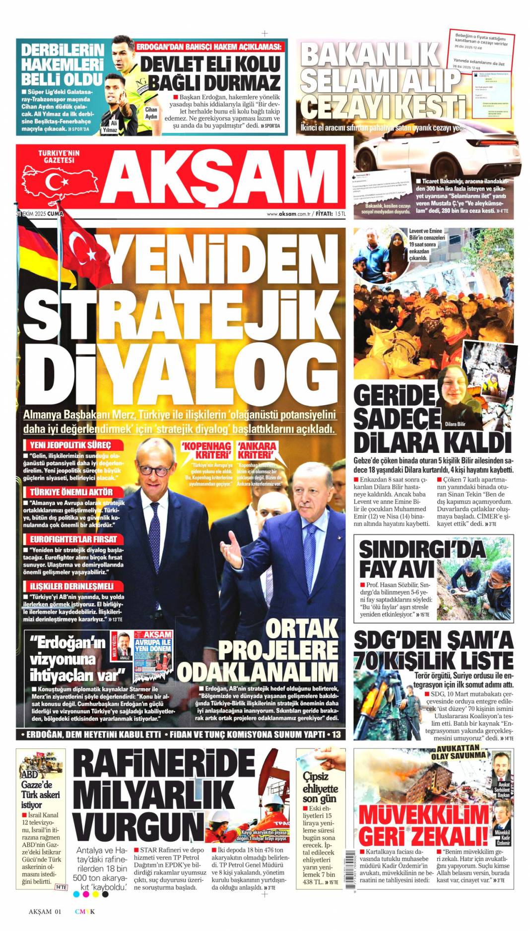 Şansölye'ye Gazze dersi: 31 Ekim 2025 Cuma güncel gazete manşetleri 6