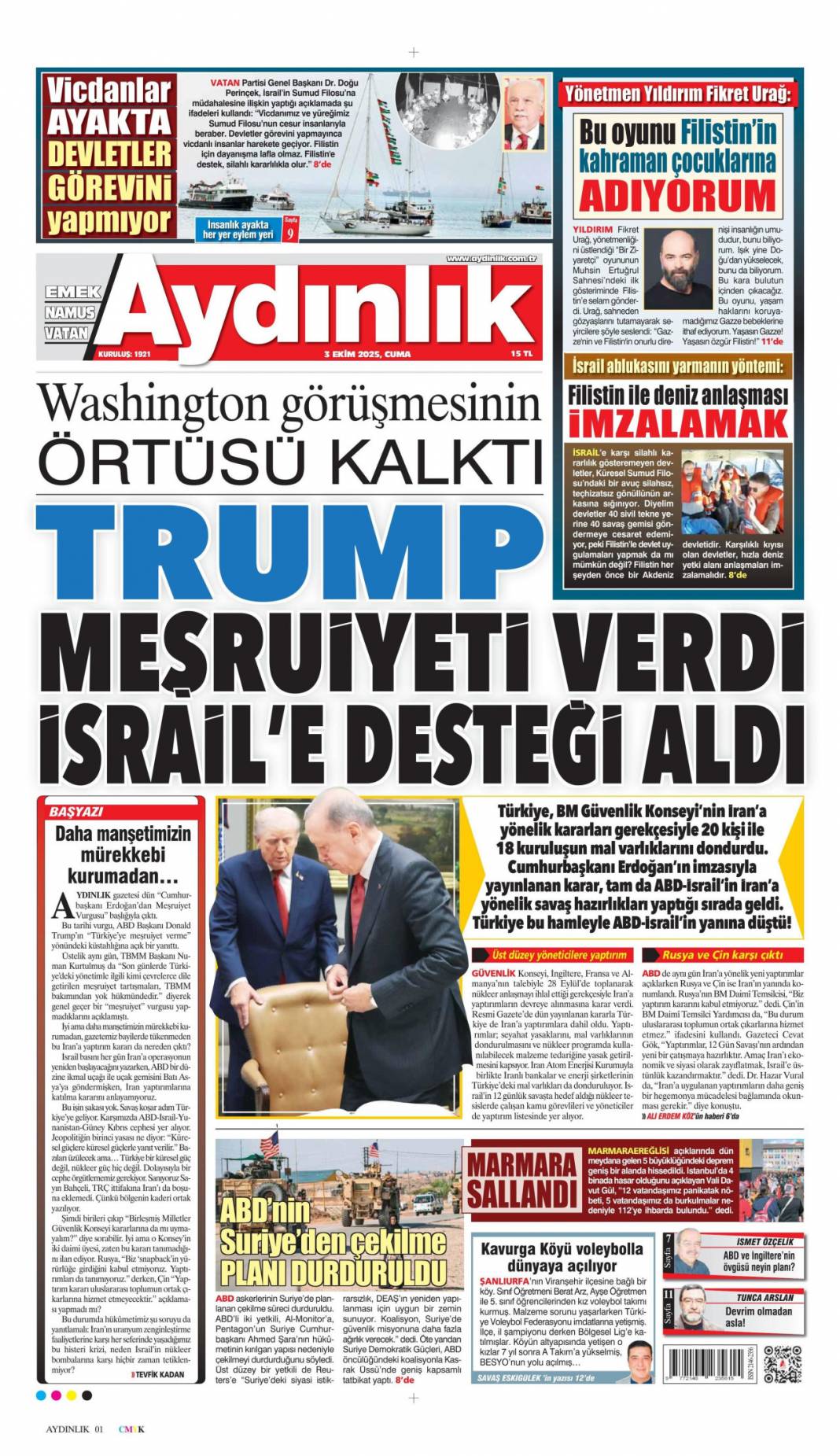 Karizma çizen 497 cesur yürek: 3 Ekim 2025 Cuma güncel gazete manşetleri 7