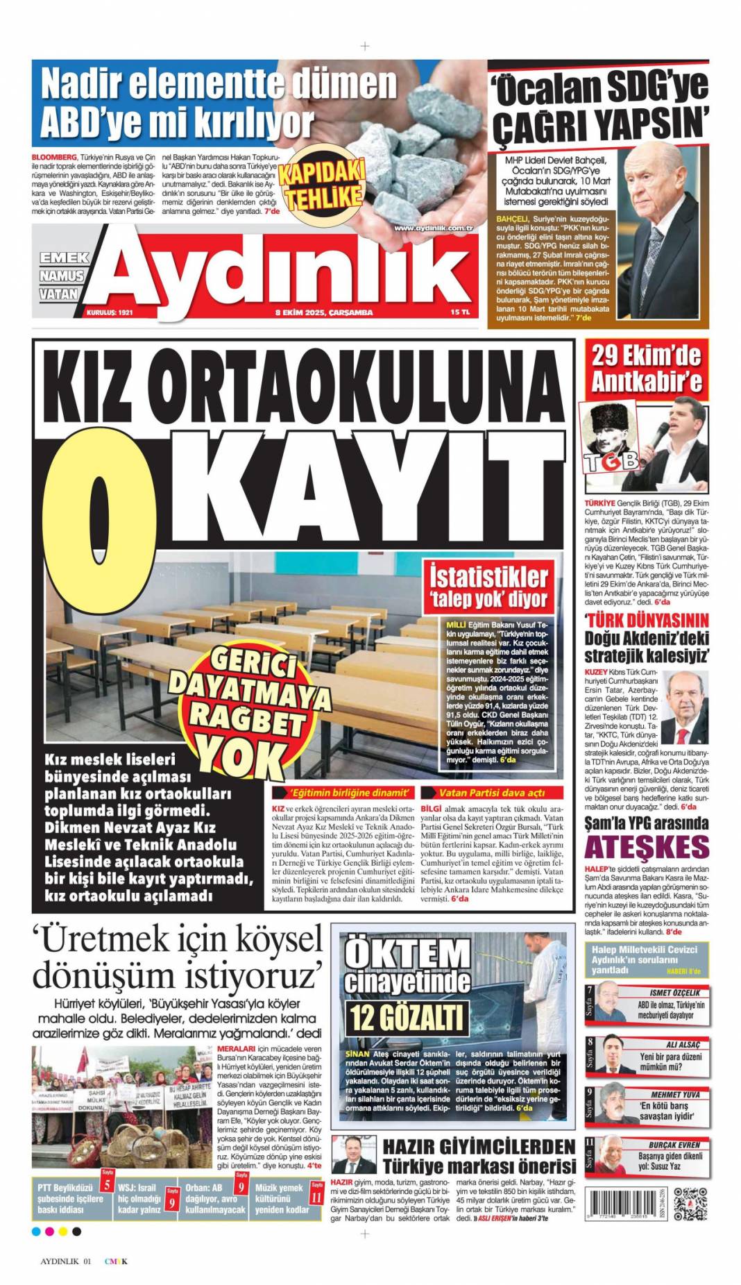 İsrail lehine İran sahada: 8 Ekim 2025 Çarşamba  güncel gazete manşetleri 9