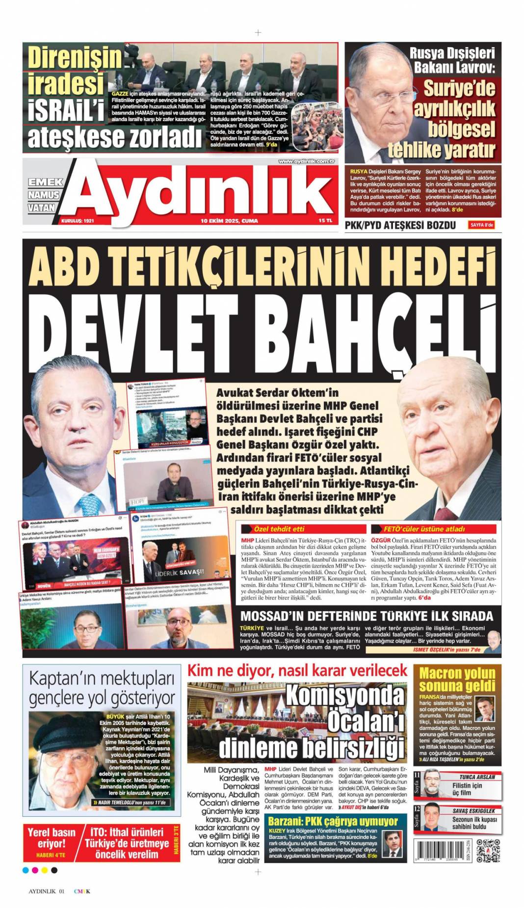 733 gün sonra silahlar sustu, Yüzün hep gülsün Gazze: 10 Ekim 2025 Cuma güncel gazete manşetleri 21