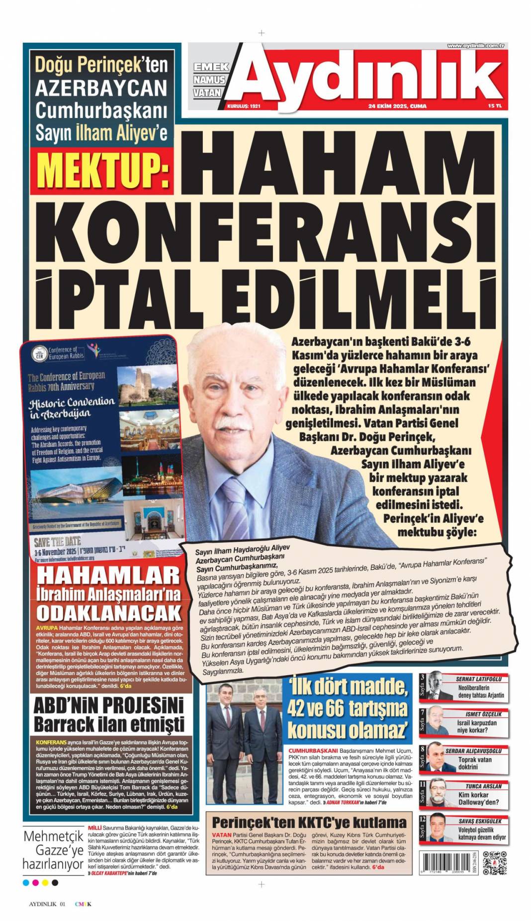 Boğazı haraca bağlamışlar: 24 Ekim 2025 cuma, güncel gazete manşetleri 7