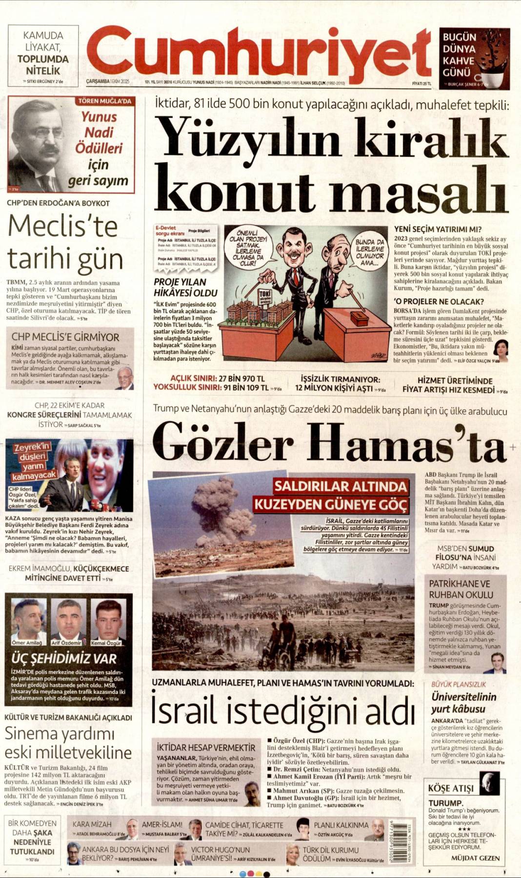 Gazze'de şimdi neler olacak? 1 Ekim 2025 Çarşamba, merak edilen güncel gazete manşetleri 2