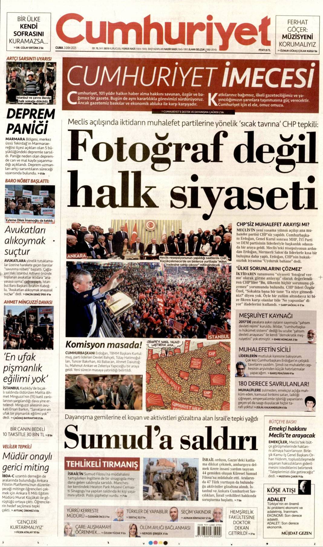 Karizma çizen 497 cesur yürek: 3 Ekim 2025 Cuma güncel gazete manşetleri 4