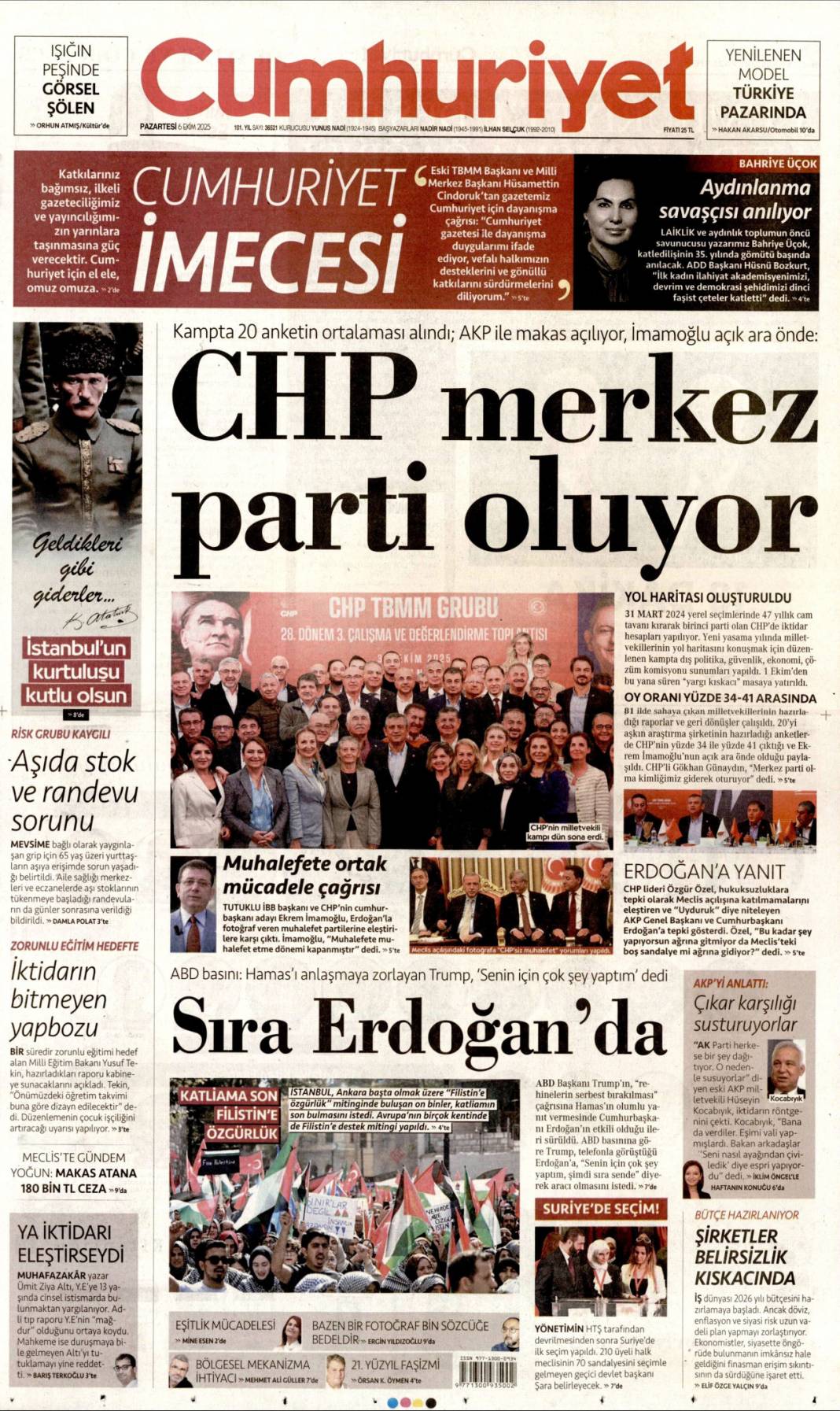 Soykırıma karşı Türkiye ayakta: 6 Ekim 2025 Pazartesi güncel gazete manşetleri 5