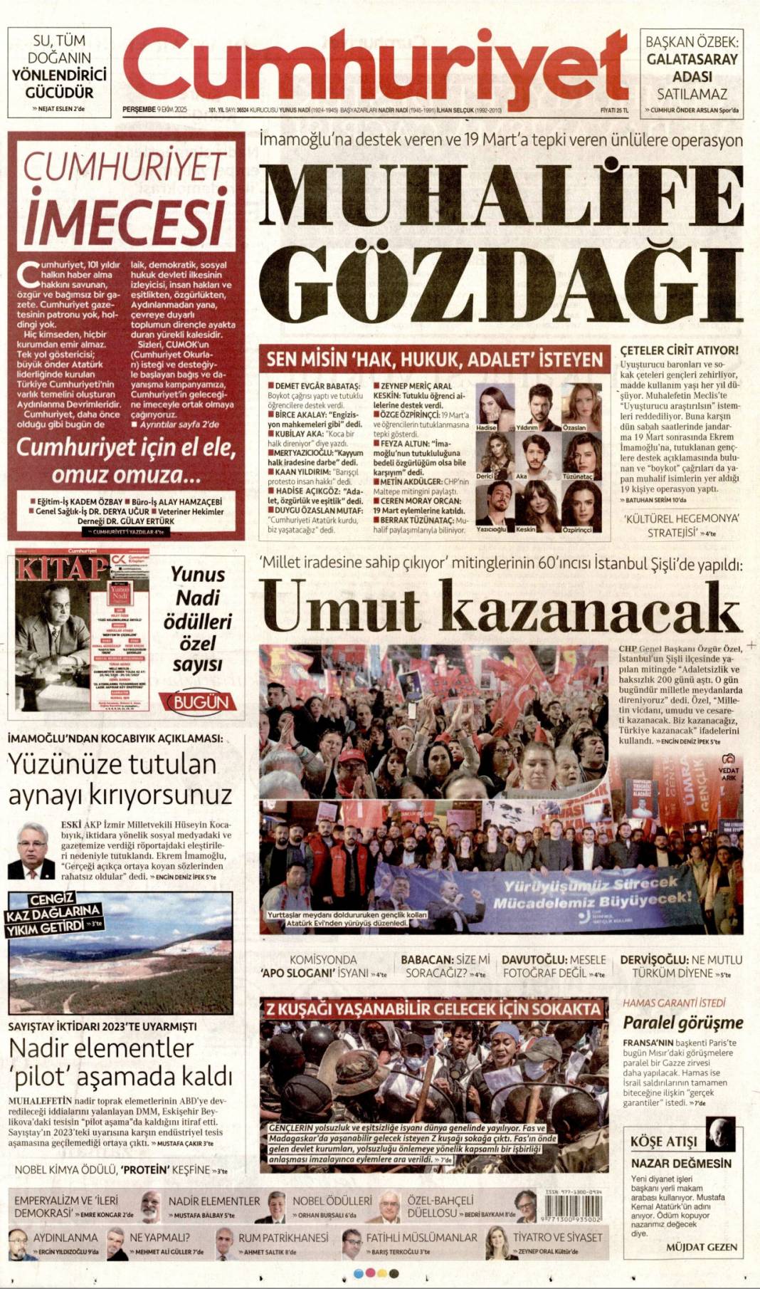 Halkın özlemi yeni anayasa: 9 Ekim 2025 Perşembe güncel gazete manşetleri 2