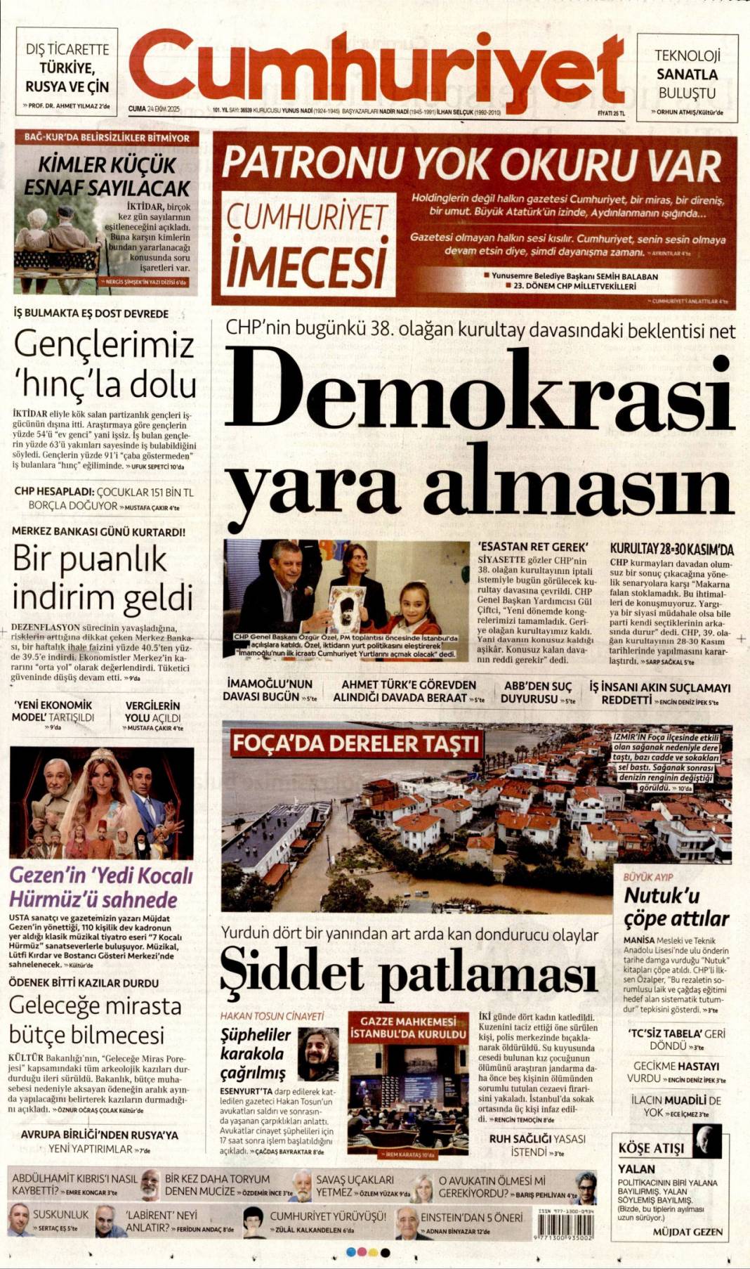 Boğazı haraca bağlamışlar: 24 Ekim 2025 cuma, güncel gazete manşetleri 2