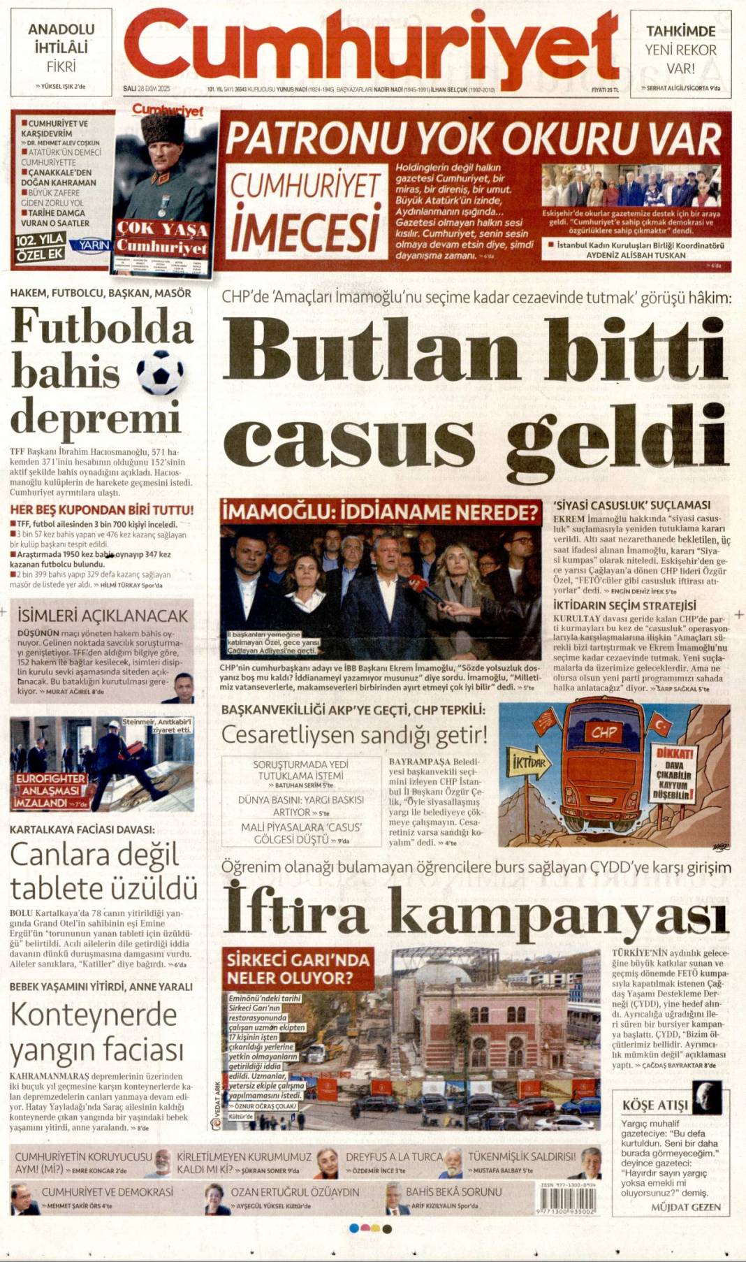 Gök Vatan için tarihi imzalar: 28 Ekim 2025 Salı, güncel gazete manşetleri... 4