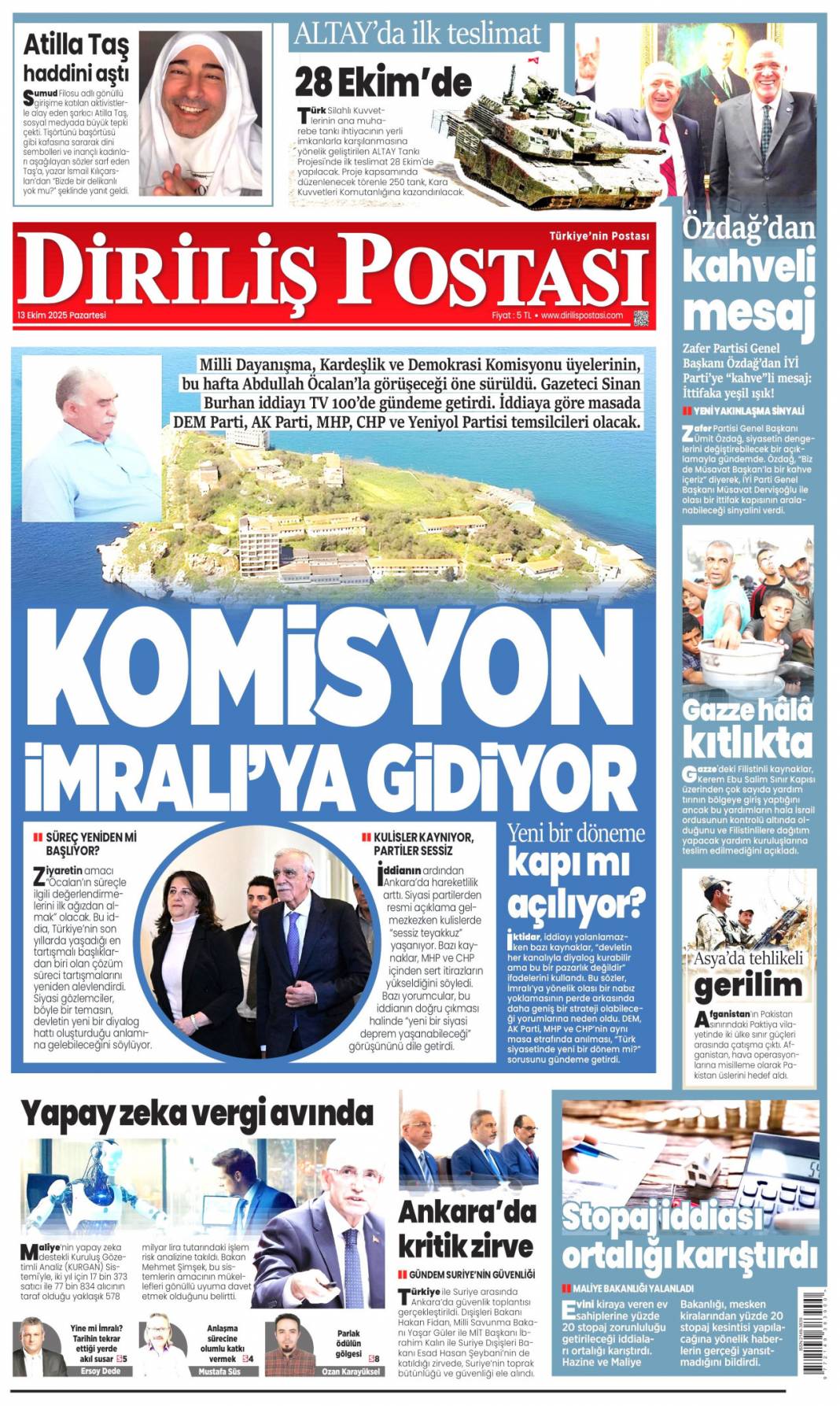 İsrail attığı imzanın arkasında durmalı: 13 Ekim 2025 Pazartesi, güncel gazete manşetleri 19