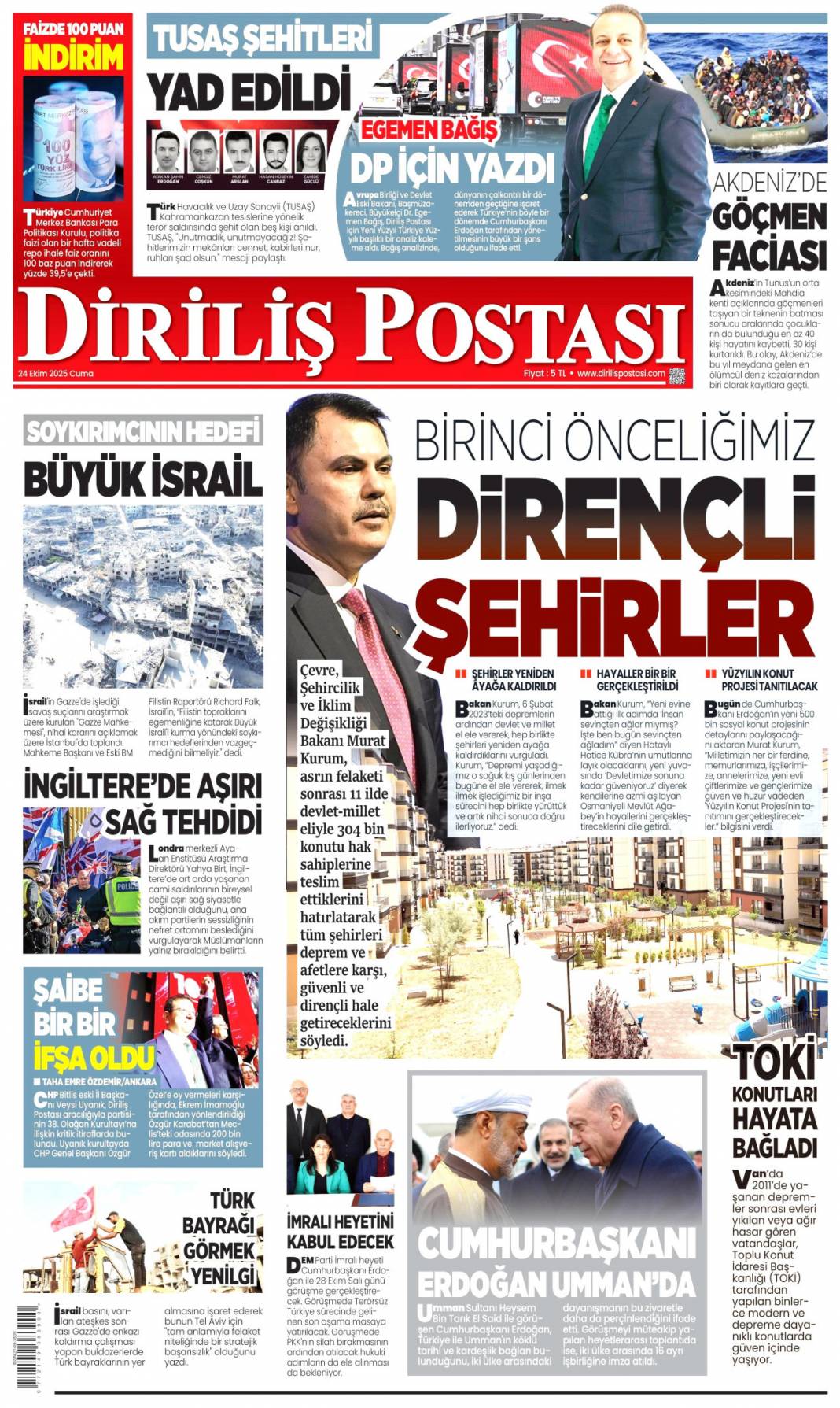 Boğazı haraca bağlamışlar: 24 Ekim 2025 cuma, güncel gazete manşetleri 9