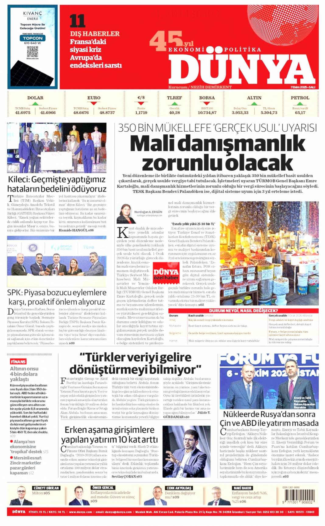 Ankara'dan Şam'a tam destek: YPG'yi beraber vuracağız! 7 Ekim 2025 Salı güncel gazete manşetleri 15