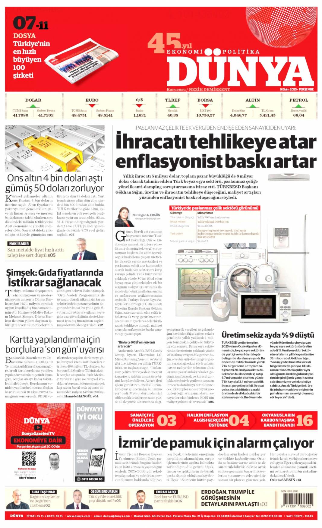 Halkın özlemi yeni anayasa: 9 Ekim 2025 Perşembe güncel gazete manşetleri 21