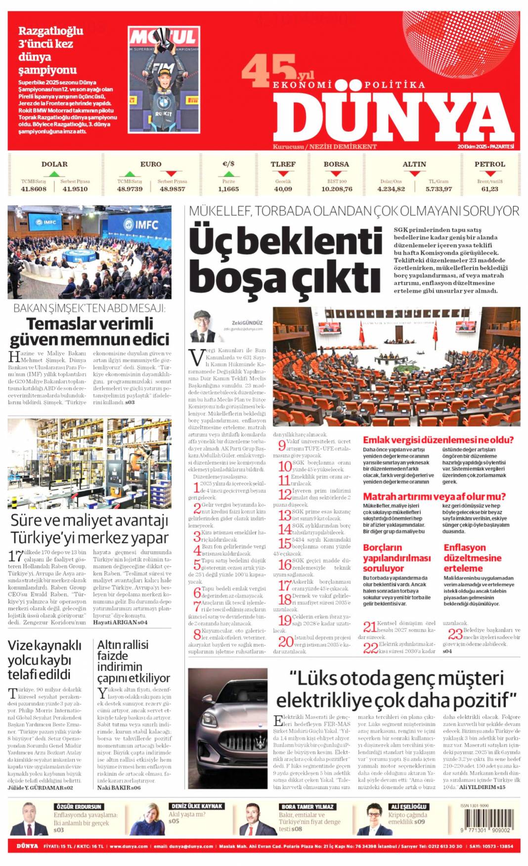 Katil İsrail'in ateşkesi yok: 20 Ekim 2025 Pazartesi güncel gazete manşetleri 12