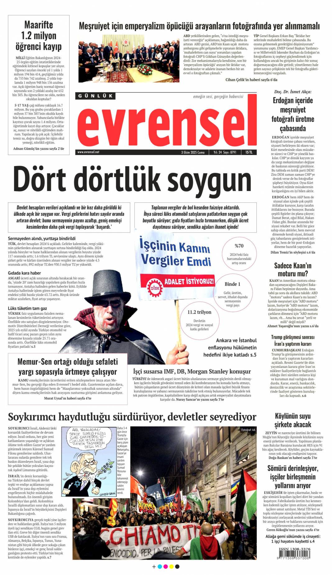 Karizma çizen 497 cesur yürek: 3 Ekim 2025 Cuma güncel gazete manşetleri 11