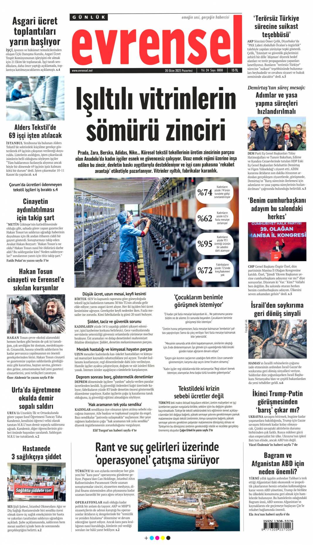 Katil İsrail'in ateşkesi yok: 20 Ekim 2025 Pazartesi güncel gazete manşetleri 13