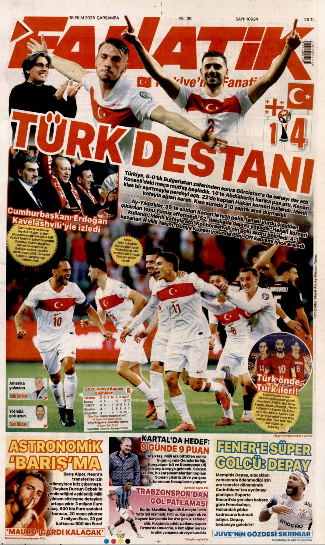 Gazze'ye can suyu olacağız: 15 Ekim 2025 Çarşamba güncel gazete manşetleri 26