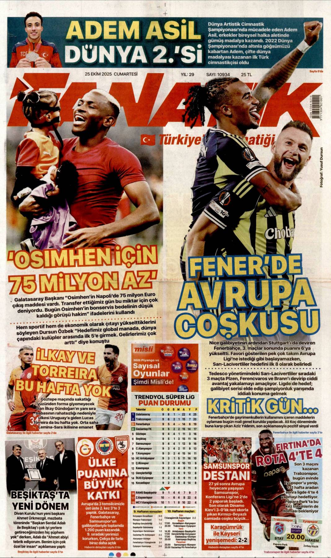 Dar gelirliye 500 bin konut: 25 Ekim 2025 Cumartesi güncel gazete manşetleri 24