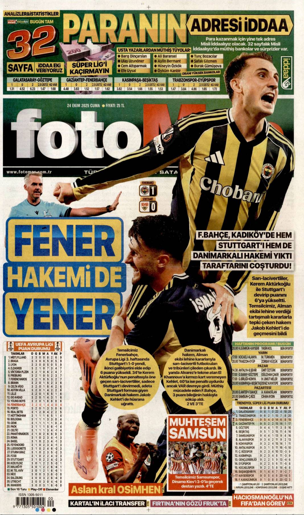 Boğazı haraca bağlamışlar: 24 Ekim 2025 cuma, güncel gazete manşetleri 26