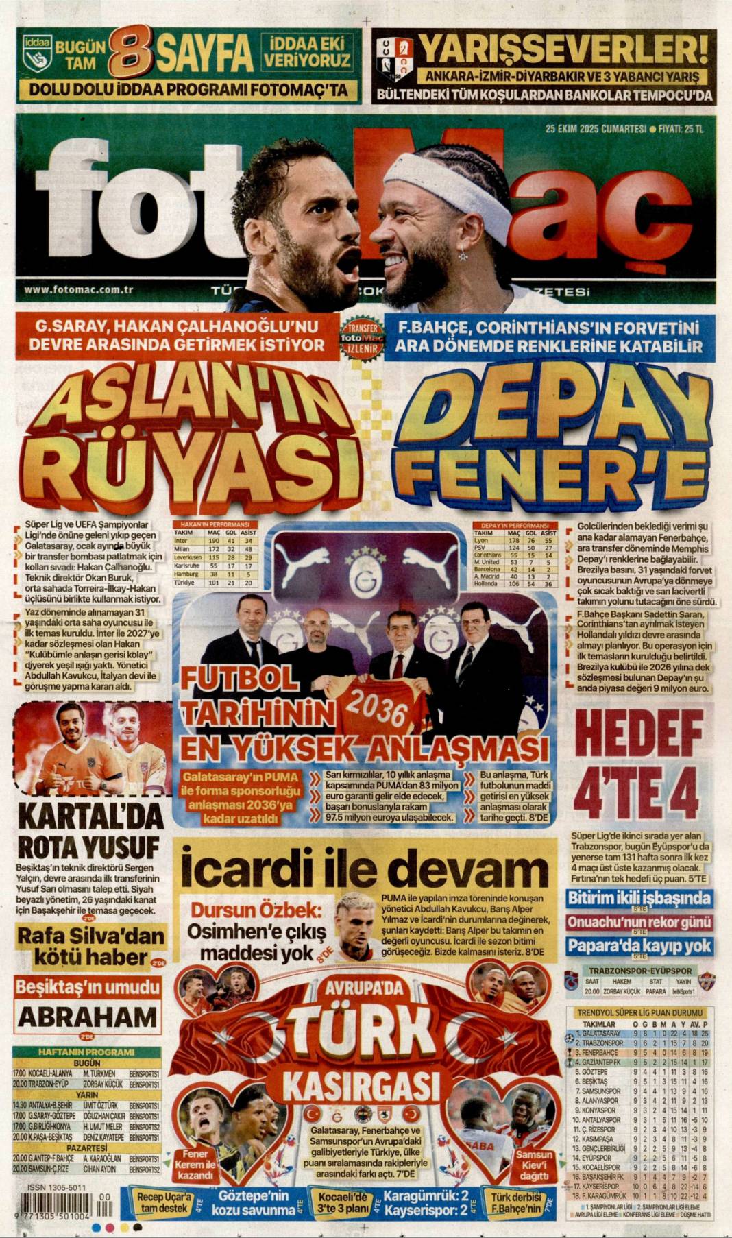 Dar gelirliye 500 bin konut: 25 Ekim 2025 Cumartesi güncel gazete manşetleri 25