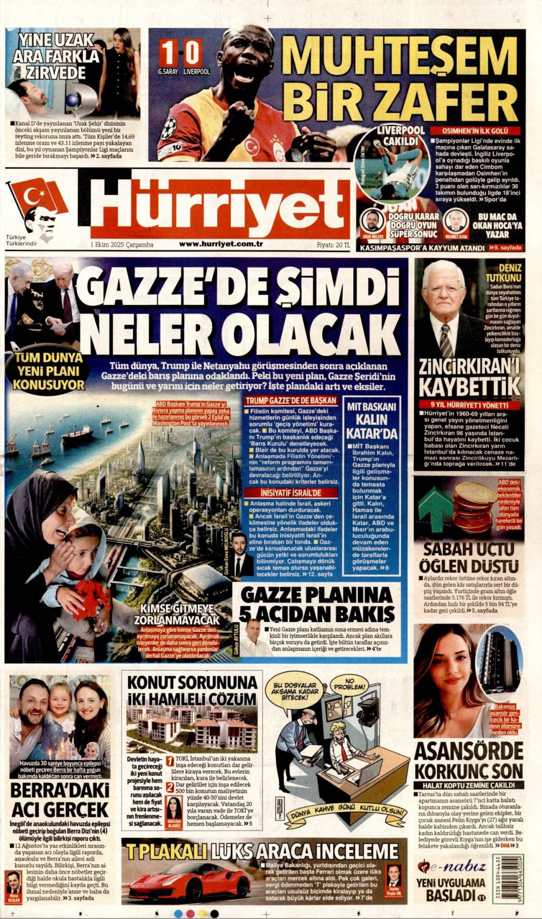 Gazze'de şimdi neler olacak? 1 Ekim 2025 Çarşamba, merak edilen güncel gazete manşetleri 1