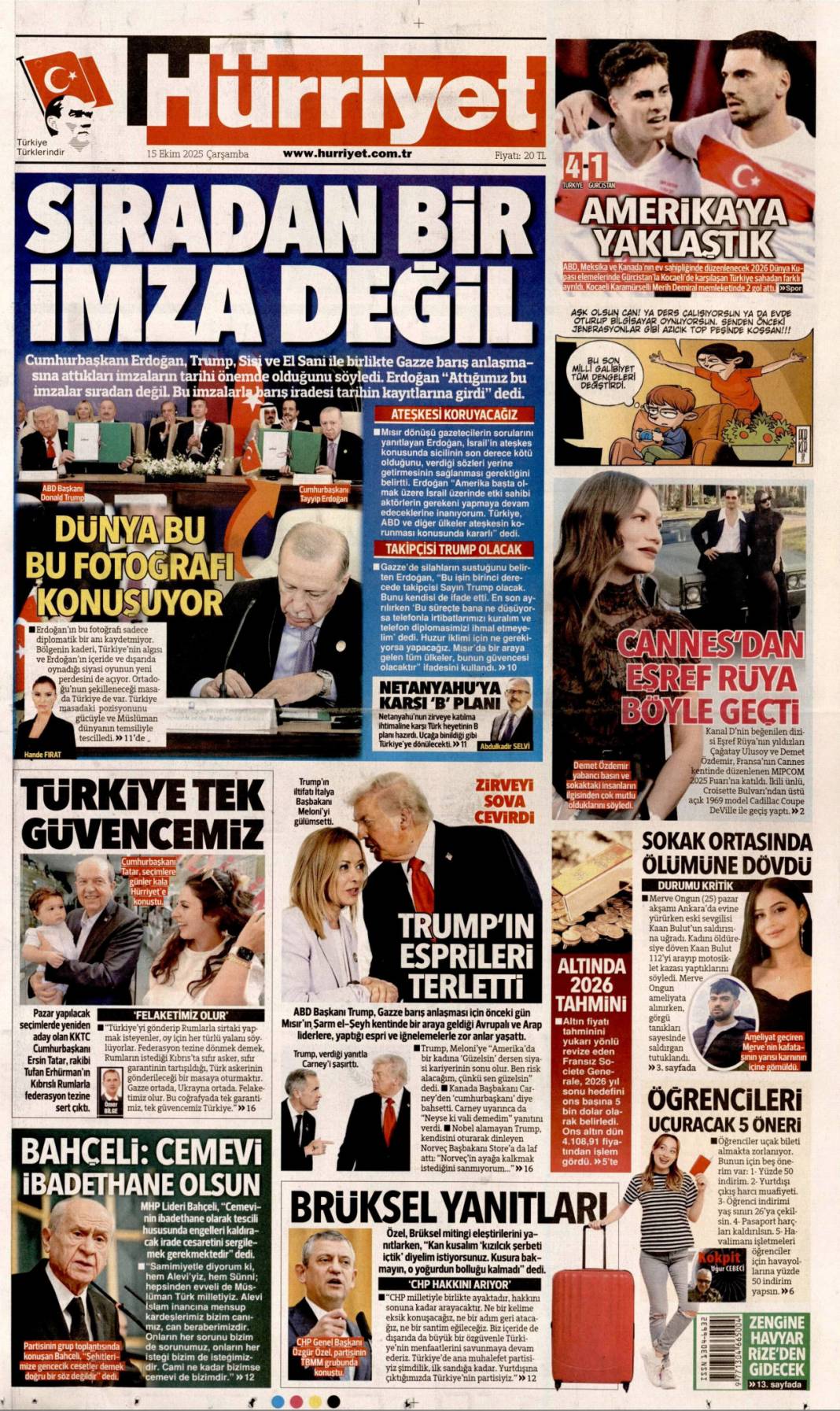 Gazze'ye can suyu olacağız: 15 Ekim 2025 Çarşamba güncel gazete manşetleri 5