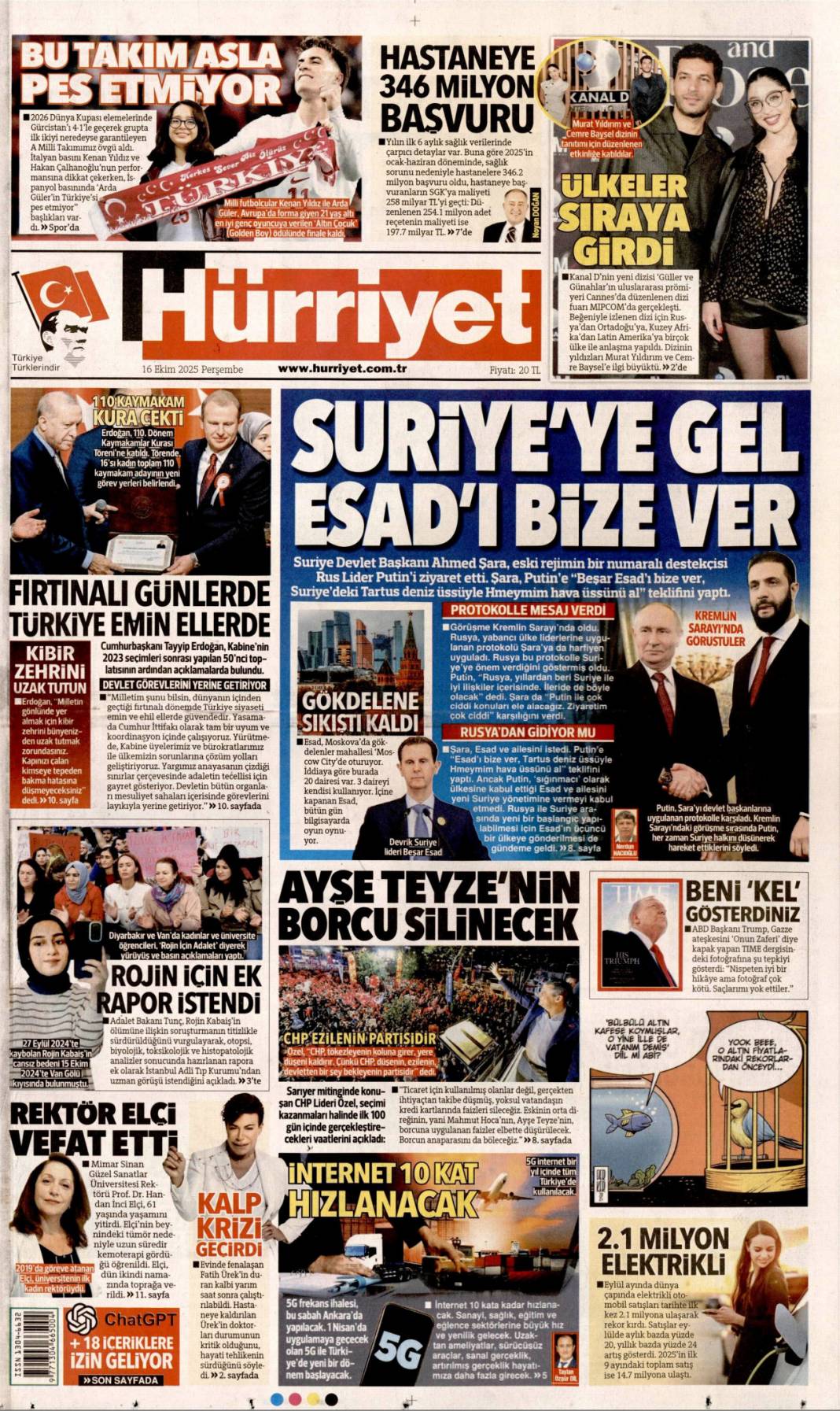 Türkiye dünyada vazgeçilmez oyuncu: 16 Ekim 2025 Perşembe güncel gazete manşetleri 5