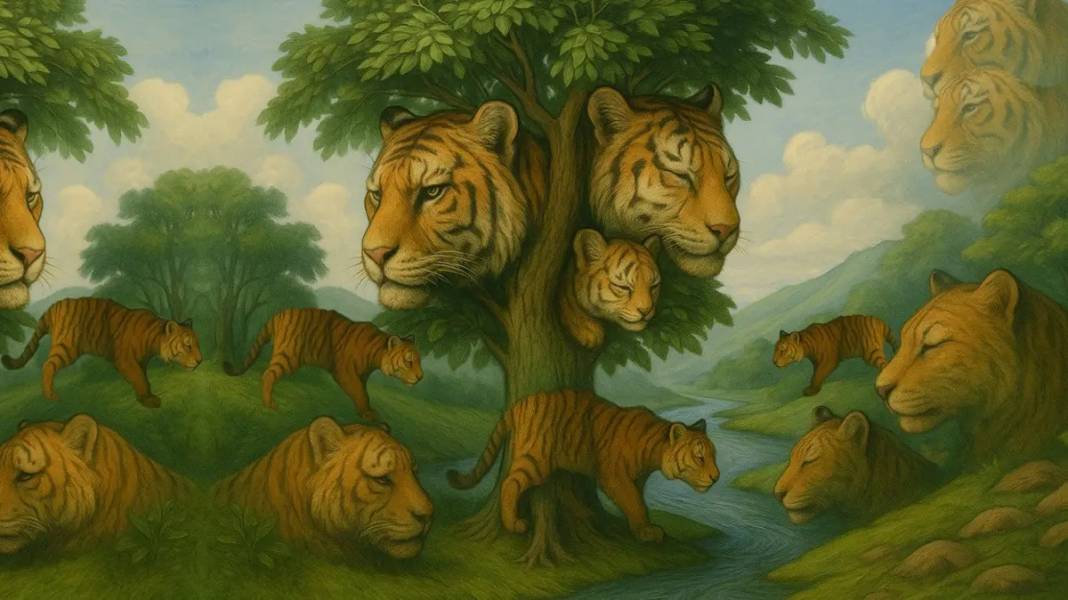 Zeka testi sosyal medyayı salladı! Sizce kaplanlar arasındaki kedi nerede? 1