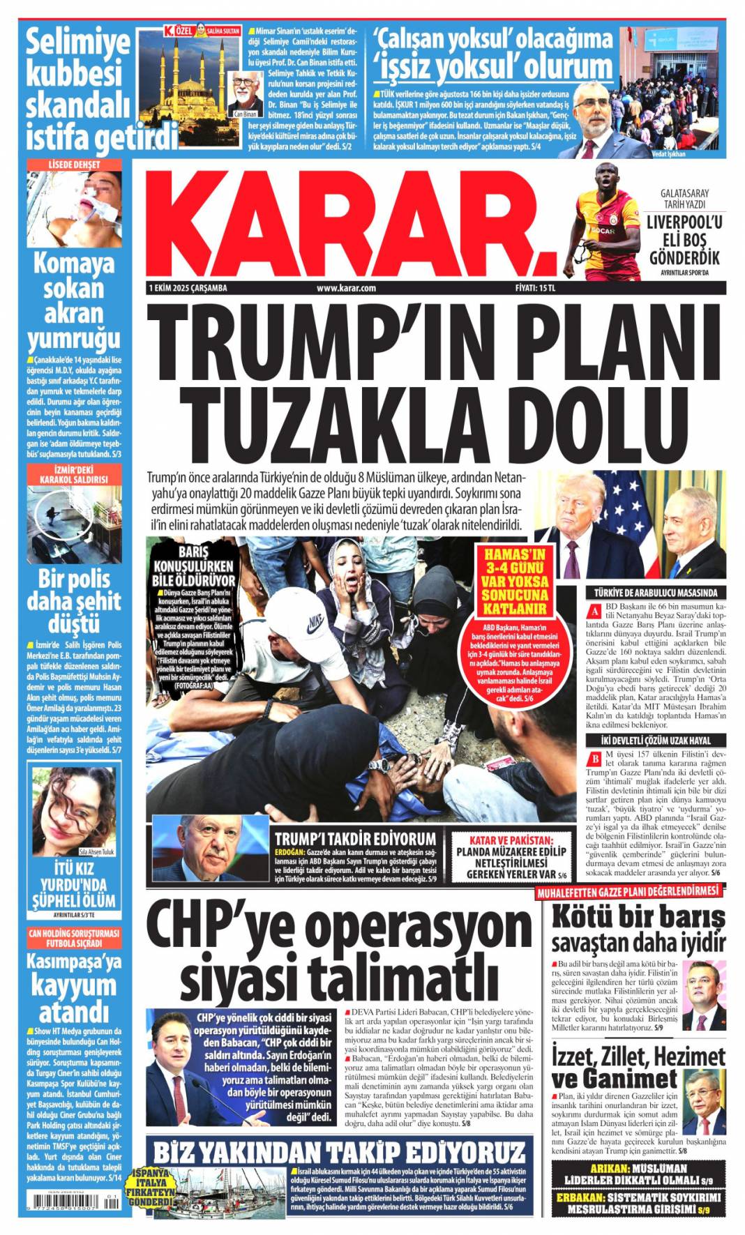 Gazze'de şimdi neler olacak? 1 Ekim 2025 Çarşamba, merak edilen güncel gazete manşetleri 14