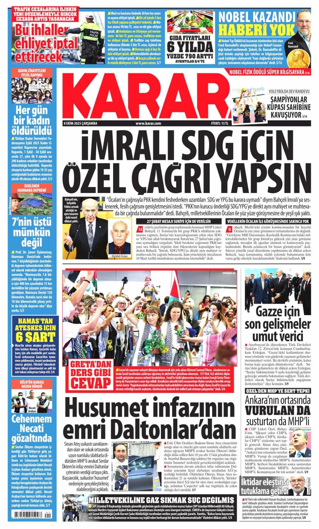 İsrail lehine İran sahada: 8 Ekim 2025 Çarşamba  güncel gazete manşetleri 14