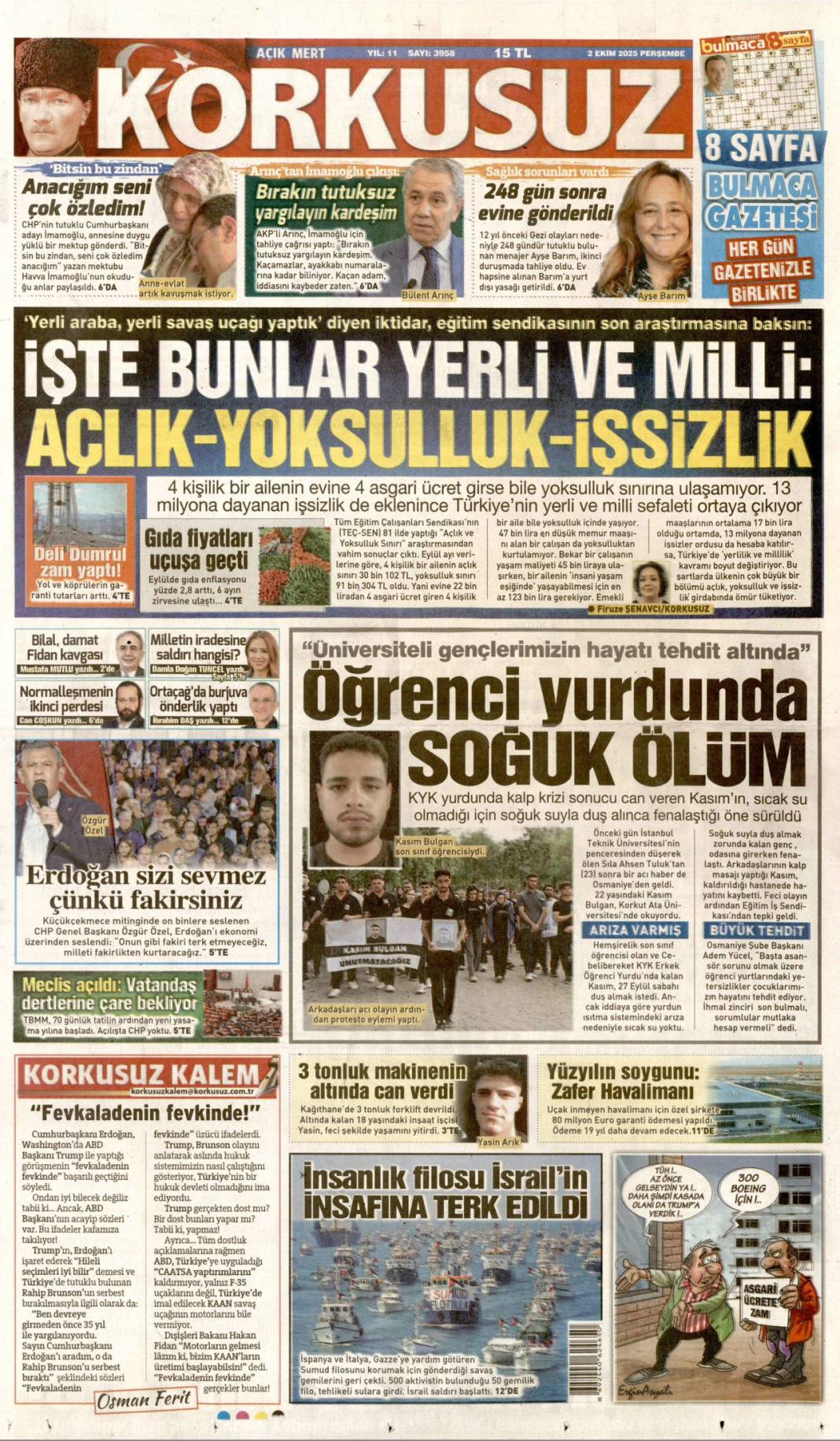 CHP'ye milli birlik dersi: 2 Ekim 2025 Perşembe güncel gazete manşetleri 14