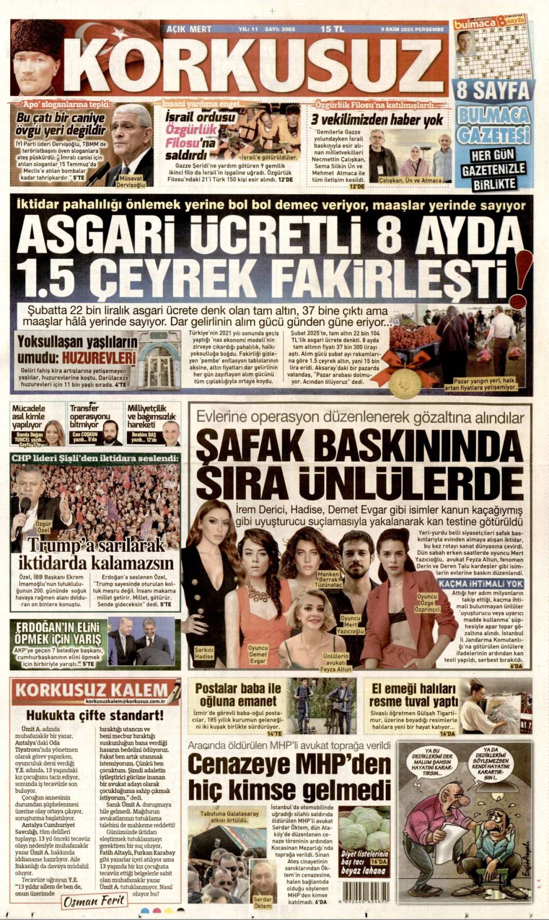 Halkın özlemi yeni anayasa: 9 Ekim 2025 Perşembe güncel gazete manşetleri 6