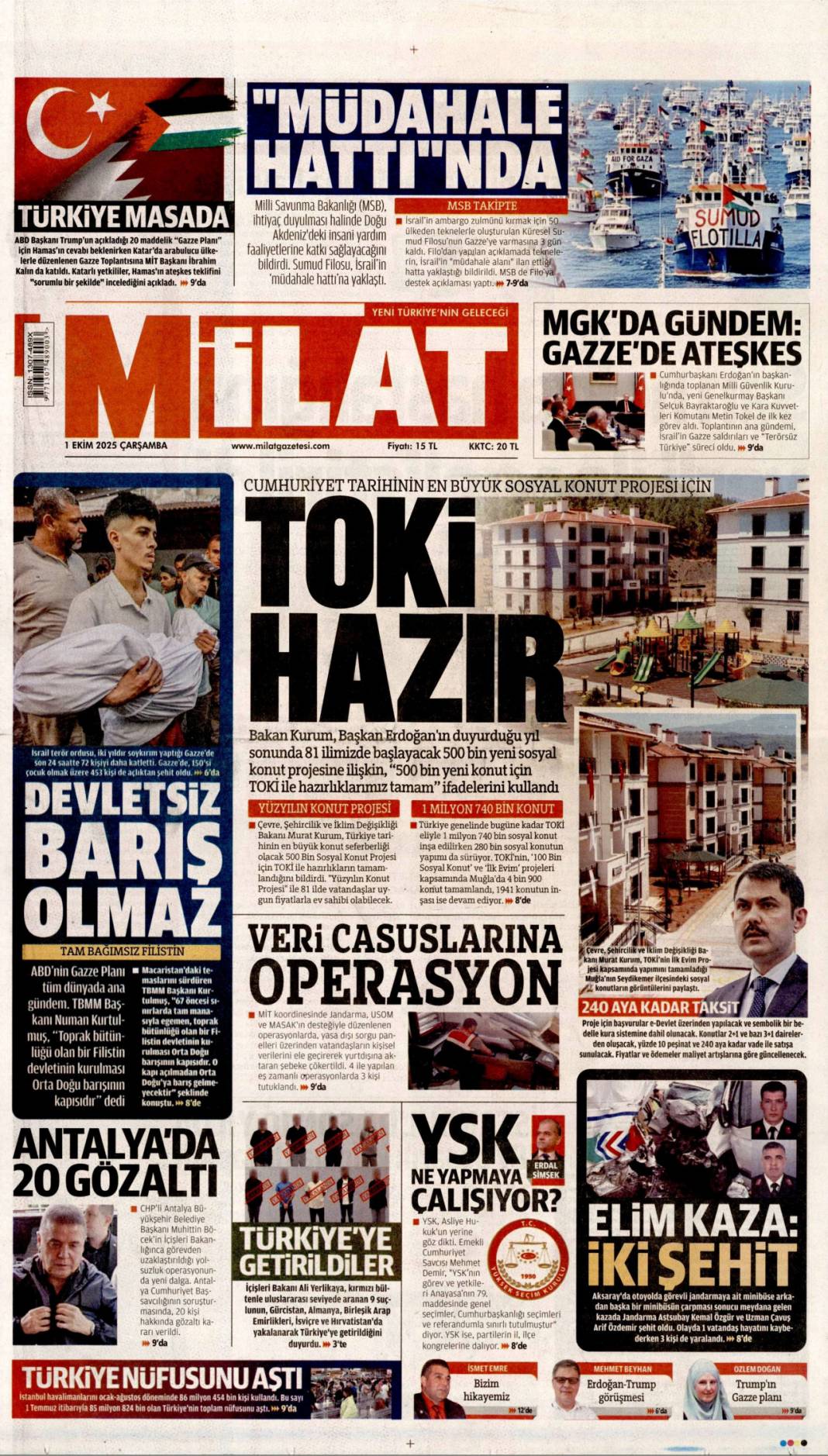 Gazze'de şimdi neler olacak? 1 Ekim 2025 Çarşamba, merak edilen güncel gazete manşetleri 16