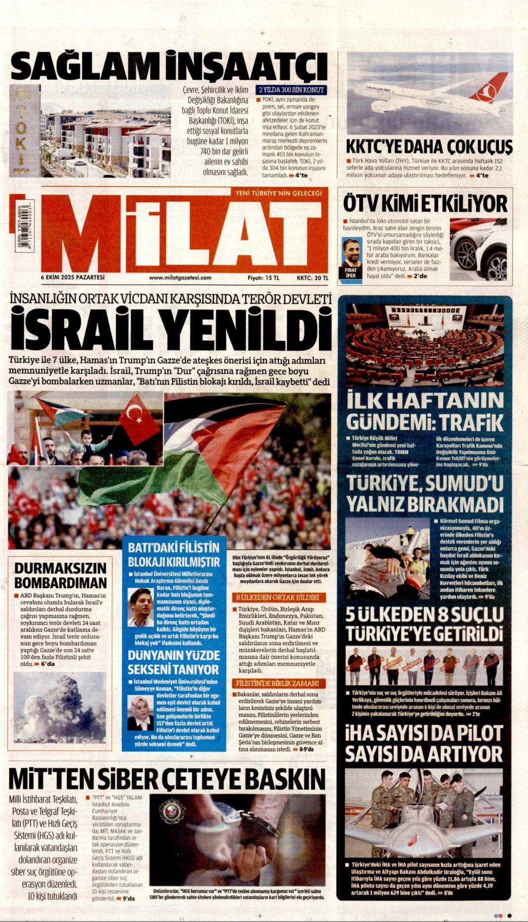 Soykırıma karşı Türkiye ayakta: 6 Ekim 2025 Pazartesi güncel gazete manşetleri 15