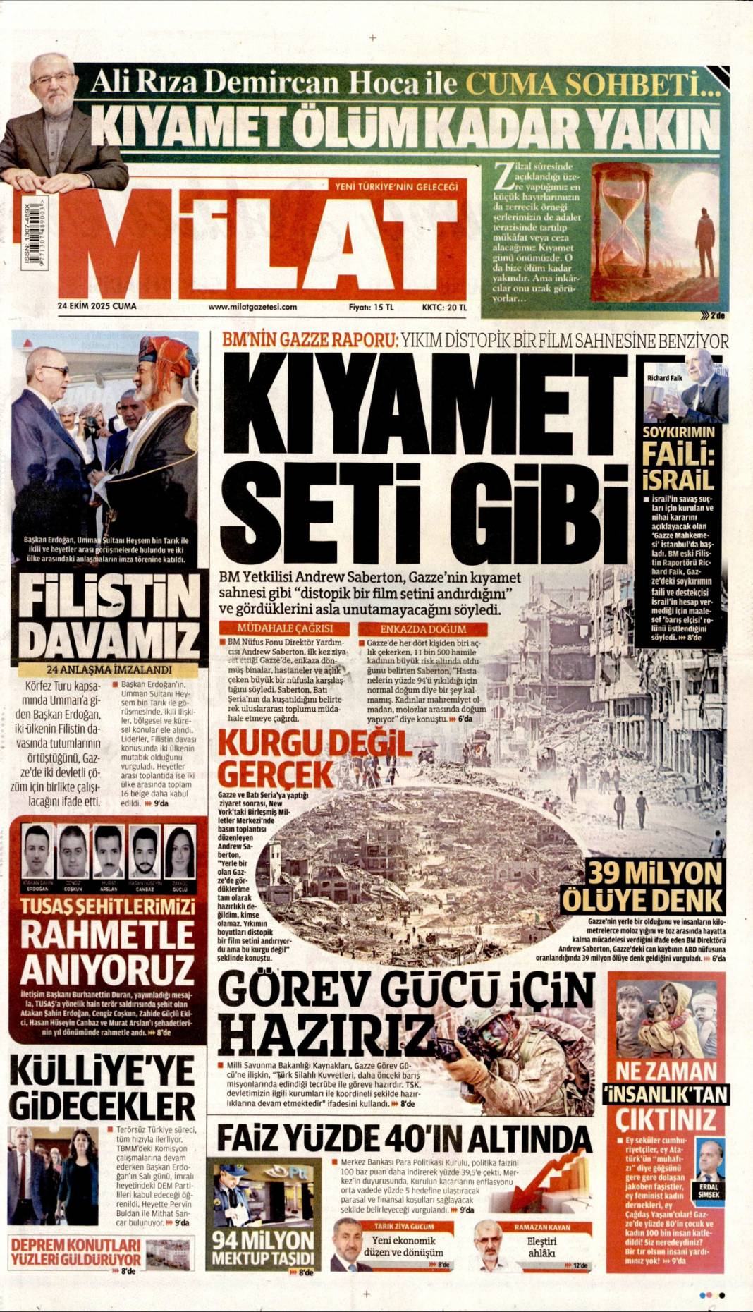 Boğazı haraca bağlamışlar: 24 Ekim 2025 cuma, güncel gazete manşetleri 13