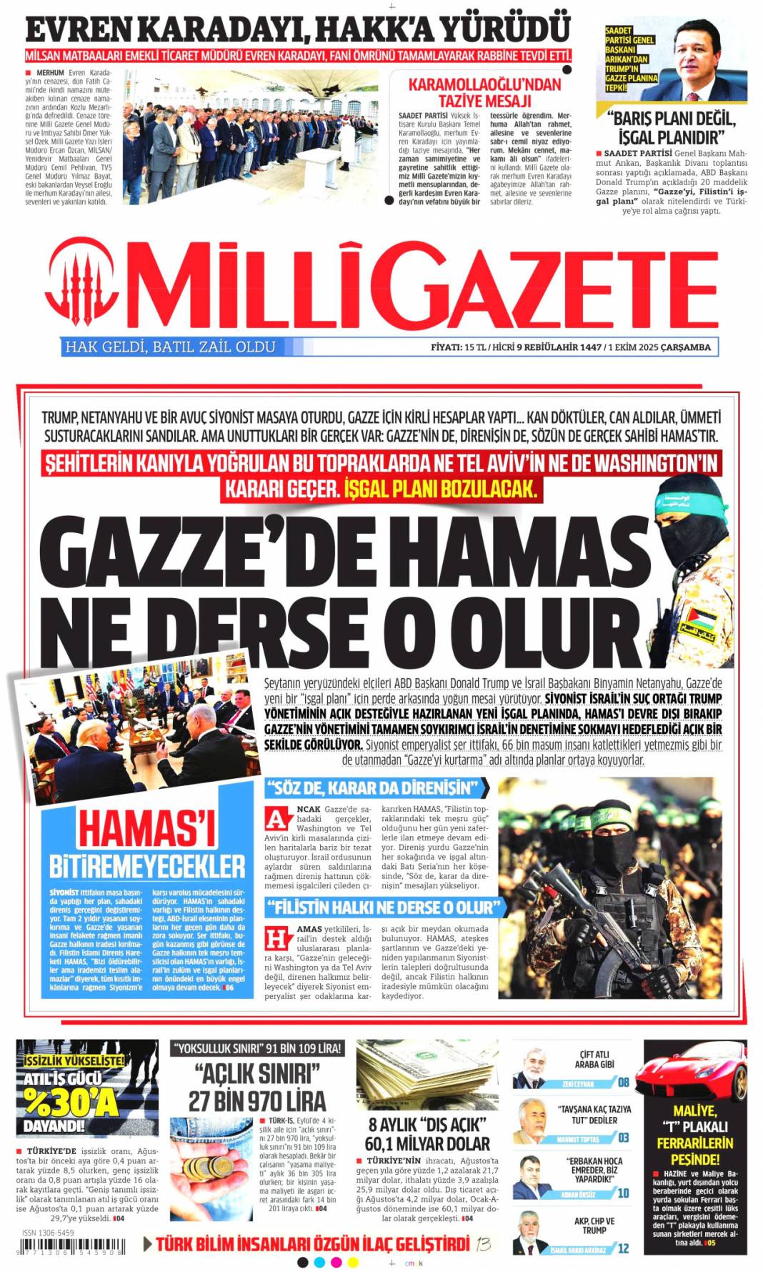 Gazze'de şimdi neler olacak? 1 Ekim 2025 Çarşamba, merak edilen güncel gazete manşetleri 17