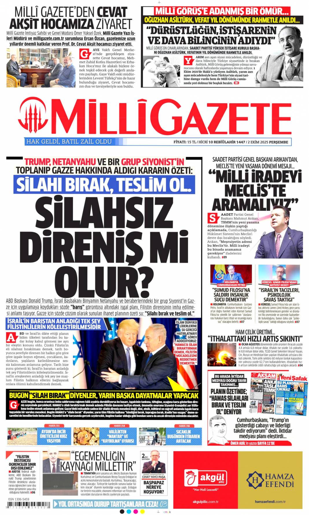 CHP'ye milli birlik dersi: 2 Ekim 2025 Perşembe güncel gazete manşetleri 16