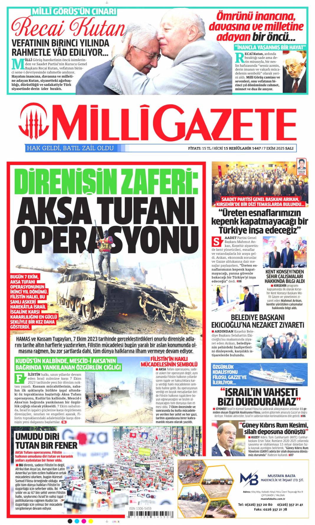 Ankara'dan Şam'a tam destek: YPG'yi beraber vuracağız! 7 Ekim 2025 Salı güncel gazete manşetleri 18