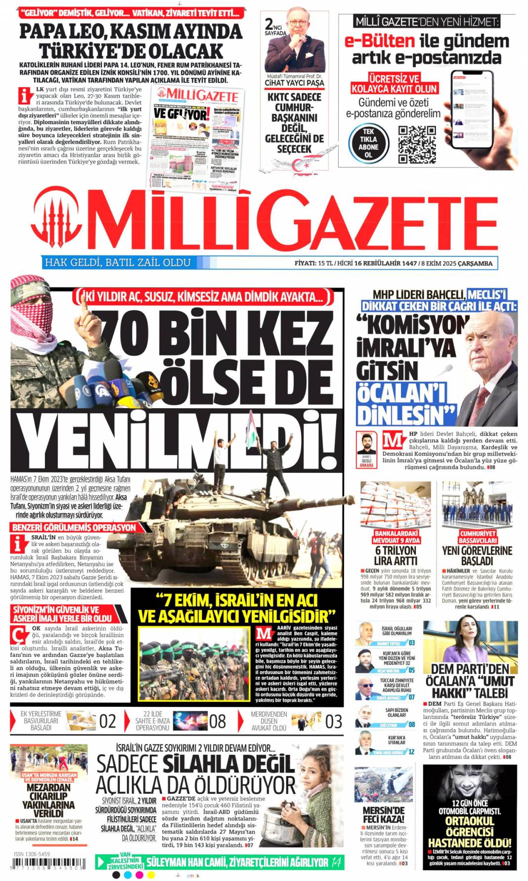 İsrail lehine İran sahada: 8 Ekim 2025 Çarşamba  güncel gazete manşetleri 16