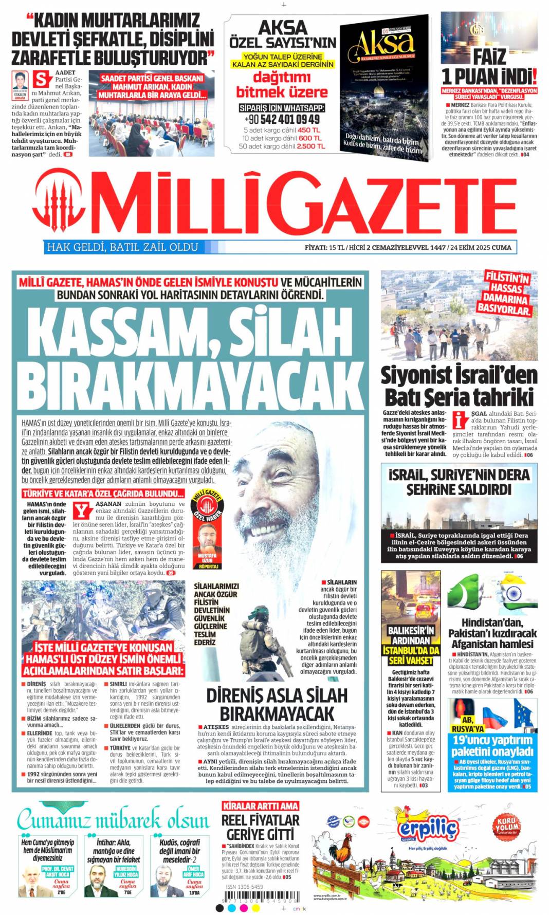 Boğazı haraca bağlamışlar: 24 Ekim 2025 cuma, güncel gazete manşetleri 14