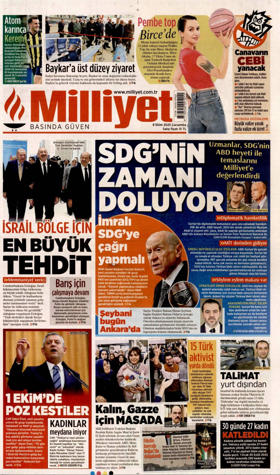 İsrail lehine İran sahada: 8 Ekim 2025 Çarşamba  güncel gazete manşetleri 4