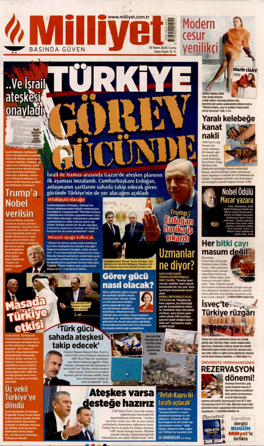 733 gün sonra silahlar sustu, Yüzün hep gülsün Gazze: 10 Ekim 2025 Cuma güncel gazete manşetleri 14