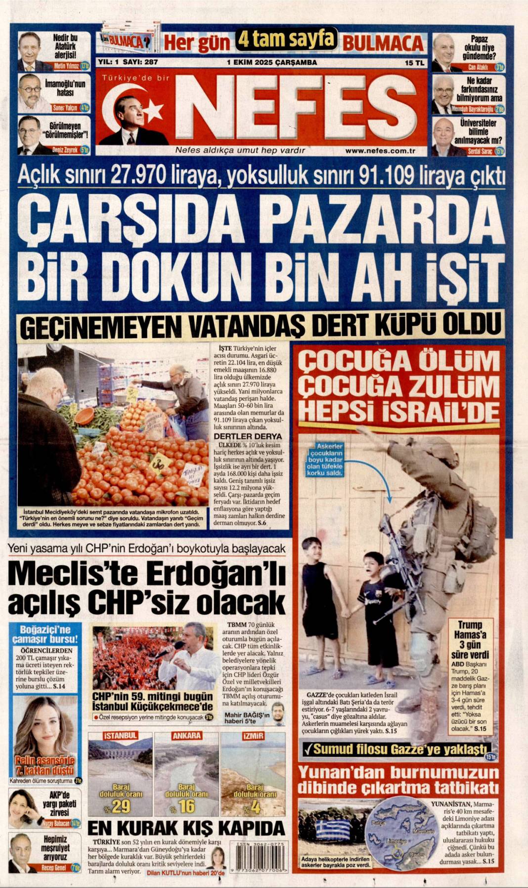 Gazze'de şimdi neler olacak? 1 Ekim 2025 Çarşamba, merak edilen güncel gazete manşetleri 18