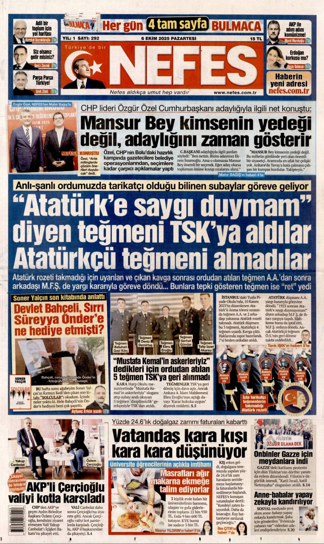 Soykırıma karşı Türkiye ayakta: 6 Ekim 2025 Pazartesi güncel gazete manşetleri 17