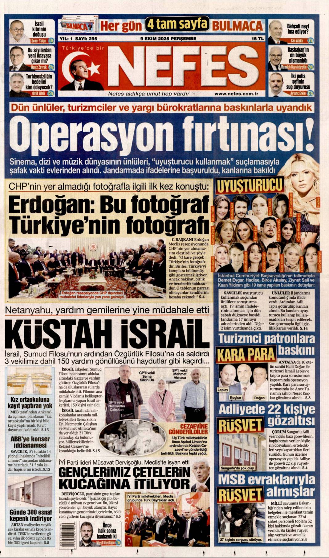 Halkın özlemi yeni anayasa: 9 Ekim 2025 Perşembe güncel gazete manşetleri 15