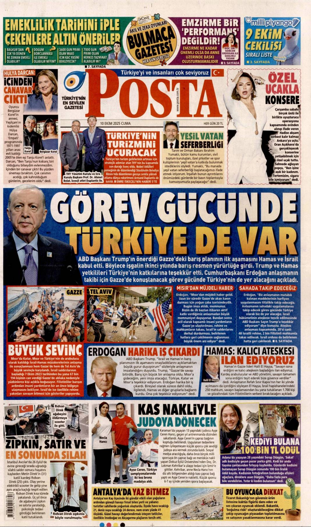 733 gün sonra silahlar sustu, Yüzün hep gülsün Gazze: 10 Ekim 2025 Cuma güncel gazete manşetleri 12