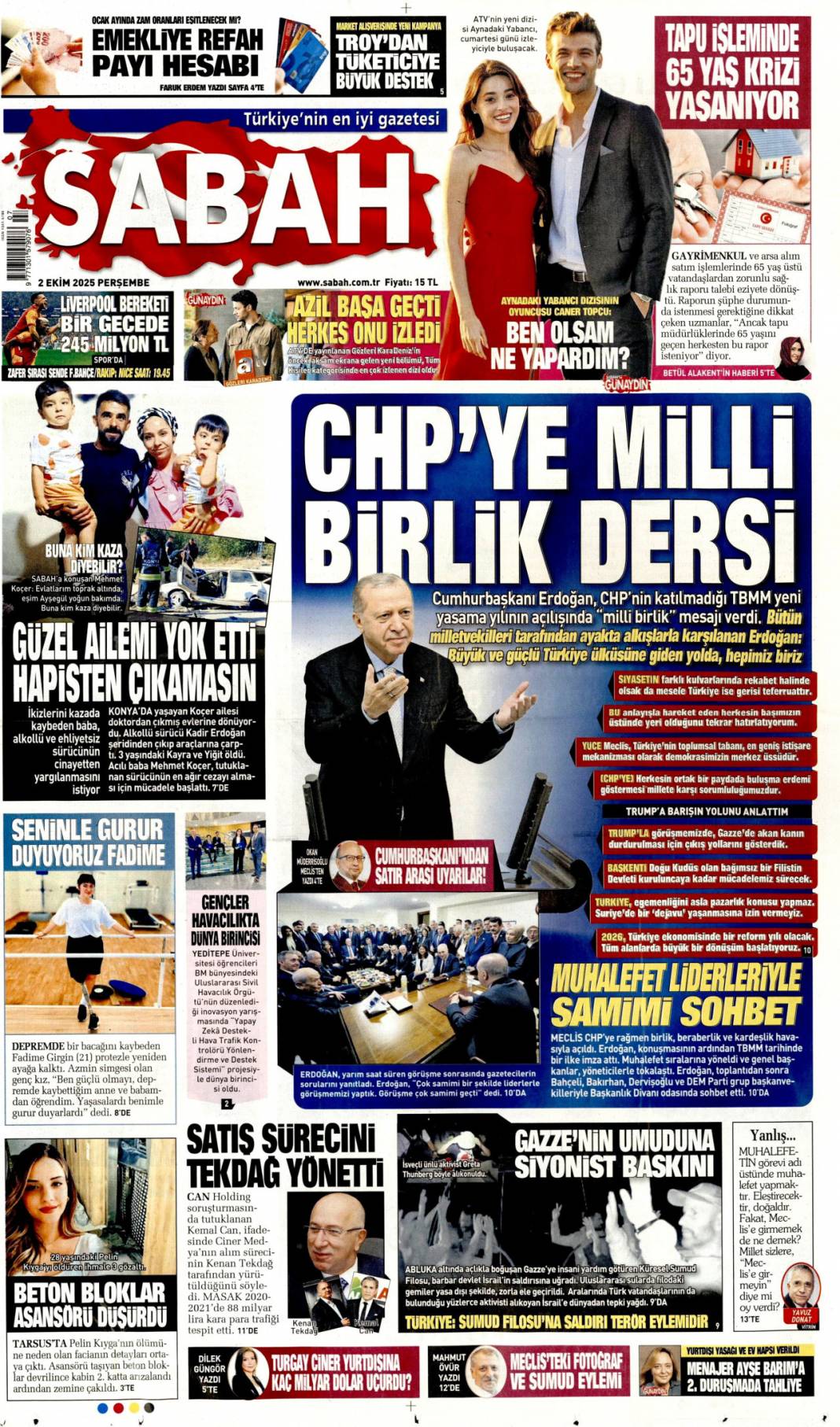 CHP'ye milli birlik dersi: 2 Ekim 2025 Perşembe güncel gazete manşetleri 1