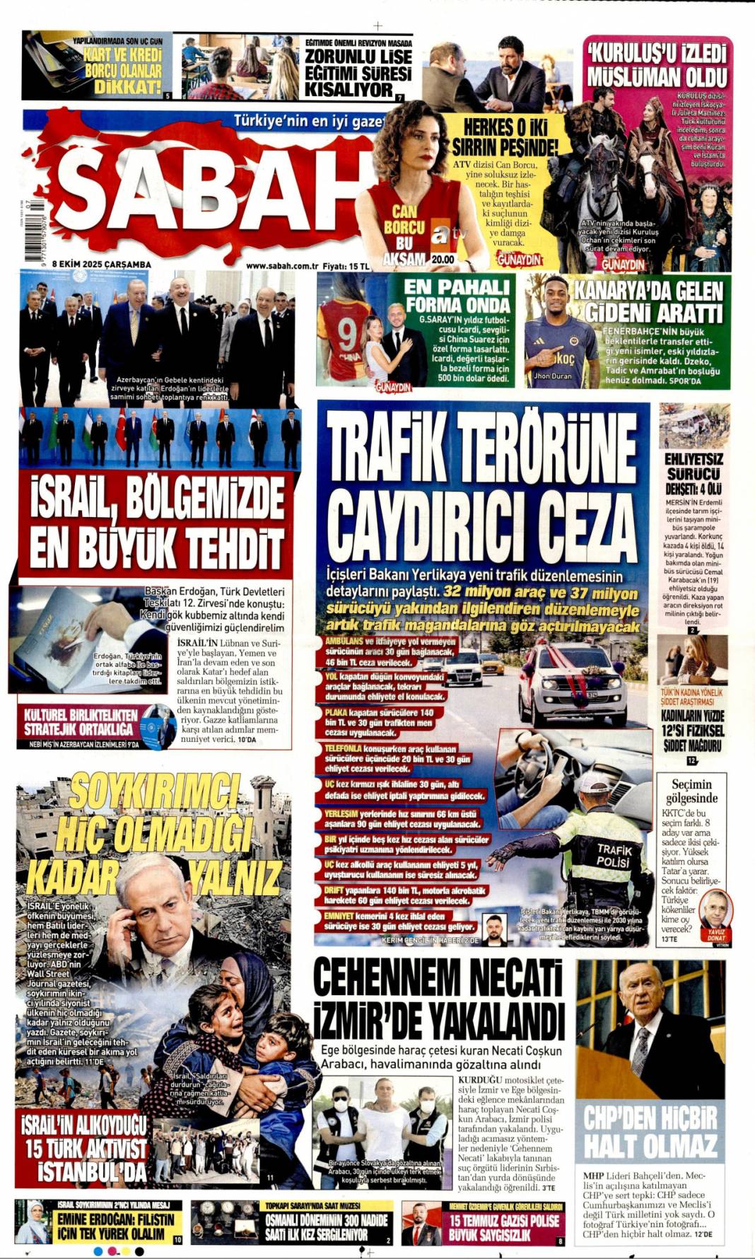 İsrail lehine İran sahada: 8 Ekim 2025 Çarşamba  güncel gazete manşetleri 2