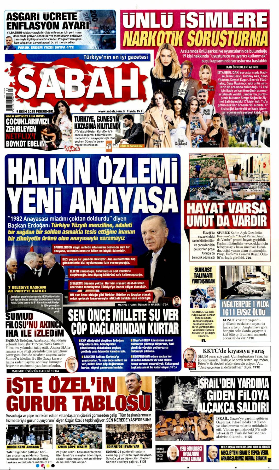 Halkın özlemi yeni anayasa: 9 Ekim 2025 Perşembe güncel gazete manşetleri 1