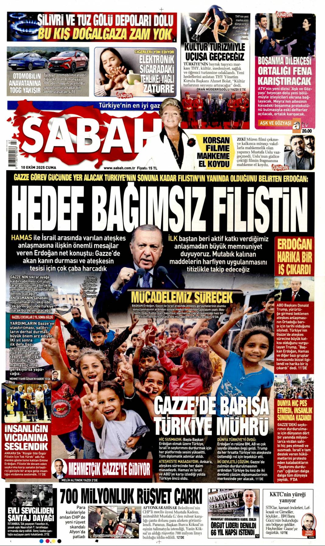 733 gün sonra silahlar sustu, Yüzün hep gülsün Gazze: 10 Ekim 2025 Cuma güncel gazete manşetleri 4